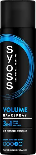 Syoss hårspray volym stadga 4 (6 x 400 ml), styling spray med 48 h stadga för extra starkt grepp, med anti-platt-effekt, för volym och styrka direkt från ansatsen