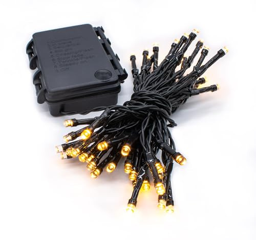 Spetebo Außen Lichterkette warm weiß mit Timer und 8 Funktionen - 24 LED / 1,8 m - Weihnachts Lichterkette mit Speicherchip - Garten Weihnachten Advent Winter Deko Beleuchtung Batterie betrieben