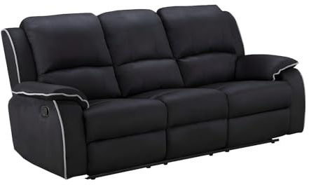 Vente-unique - Canapé 3 Places Relax en Microfibre Hernani - Noir