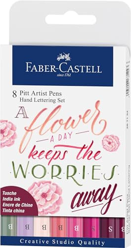 Faber-Castell 267124 Bustina con 8 Pitt Artist Penna Hand Lettering, Rose