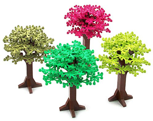 Multicolored Large Trees Building Block Set Compatible with Major Brand - City Brick Toy Set 6.7inch Height, Botanical Forest Garden Plant Piece and Parts Toys Accessories (4pcs)