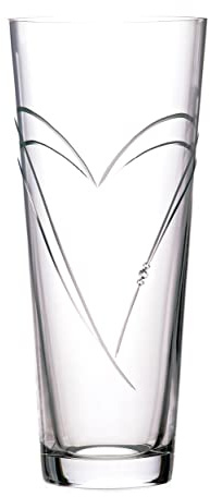 DIAMANTE Heart in Heart Hand Cut Crystal vase with Swarovski Crystals 30cm Tall Vase