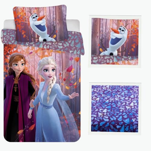 Disney Frozen 2 Bettwäsche Eiskönigin Anne ELSA Snowflake Kopfkissen Bettdecke 140x200