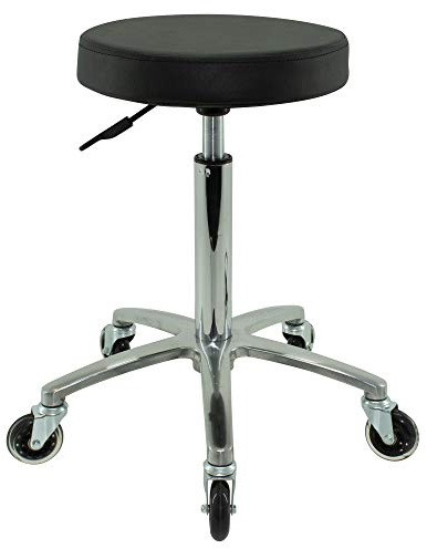 VAKON SALON - Rundsitz Rollhocker höhenverstellbar von 55-75 cm auf Premiumrollen, Drehhocker, Rollhocker, Praxishocker, Bürohocker, Arbeitshocker