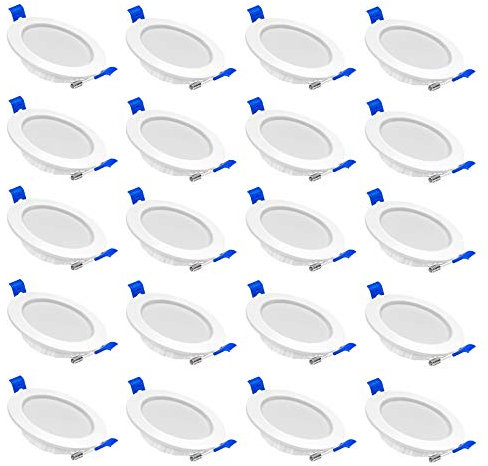 NAIZY Lot de 20 Spots LED Encastrables Plat 5W 230V Luminaire Spot Plafond Encastré Aluminium Mini pour Salle de Bain, Salon, Chambre et Cuisine- 20x5W Blanc Chaud