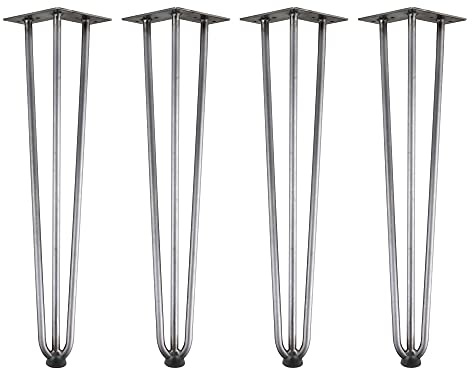 Zelsius 4er Set Hairpin Legs 60 cm | Rohstahl | Stahl Tischbeine, Haarnadelbeine | Hairpins für Do-It-Yourself Esstisch Arbeitstisch Beistelltisch Schreibtischbeine | Bodenschutz. Möbelbeine, Beine