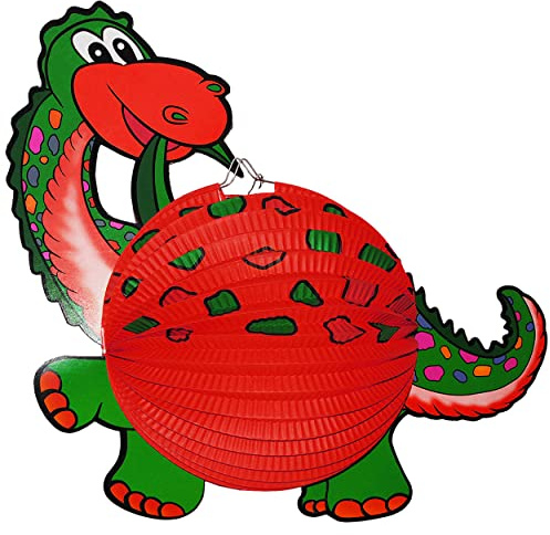 alles-meine.de GmbH 1 Stück: Papier Laterne/Lampion - Dinosaurier Dino - Papierlaterne für Kinder - Laternen Lampions - für Laternenumzug - Mädchen Jungen/Bunte Dinos
