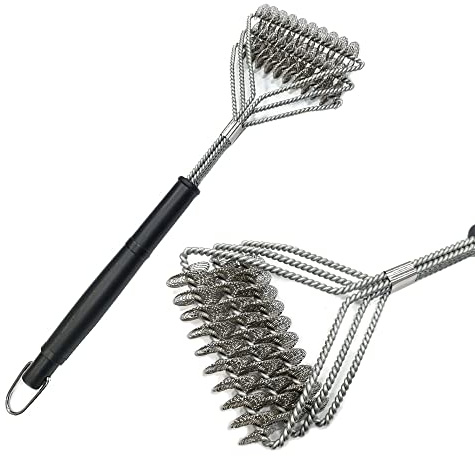 TAHA® Black BBQ Brush Grill Cleaning Stainless Steel Wire Bristle 30CM Barbecue Scraper