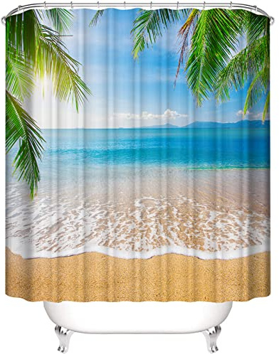 MUSOLEI Duschvorhang 180X200cm 3D-Druck Meer Duschvorhänge 180X200 Blau Badewanne-Vorhang Anti-Schimmel Wasserabweisende Duschvorhänge mit Ringen waschbare Badezimmer-Vorhänge, blau