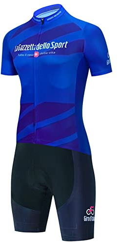 Abbigliamento ciclismo Set completo Tuta Bici Maglia Camicia da Ciclismo Maniche Corte e Pantaloncini Corti Bicicletta con 5D Gel Imbottiti per MTB Corsa Strada Bici (Blu,XXL)