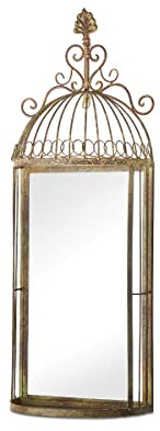MirrorOutlet Grand Miroir en métal Rustique en Forme de Cage à Oiseaux - 70 x 26 cm - Vert (GM090)