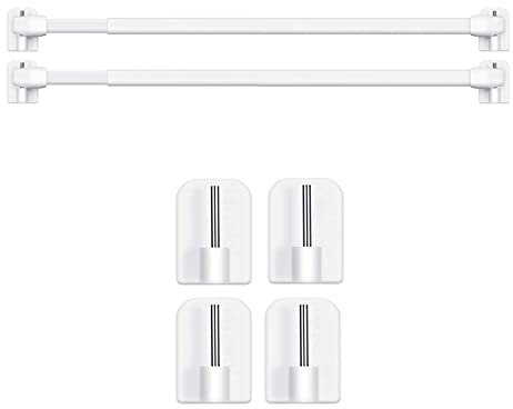 BANJILI - 2 barras de visillo para ventanas de cocina, proyectos de bricolaje, extensibles, con gancho autoadhesivo (50-85 cm)