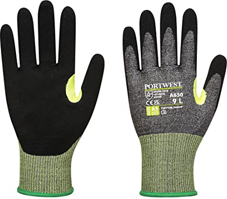 Portwest - Cut resistant gloves with E-level nitrile foam. Size: S, Grey / Black, S