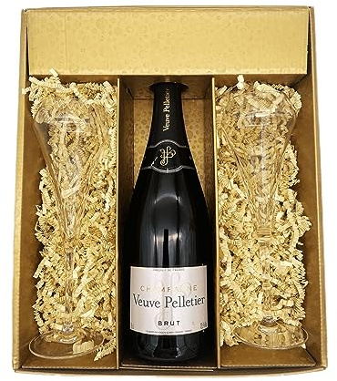 Confezione regalo Champagne Veuve Pelletier - Oro -1 Brut - 2 Flauti da champagne CHEF & SOMMELIER