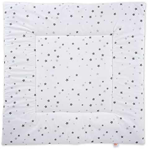 FabiMax Laufgittereinlage für Laufgitter 100x100 cm, graue Sterne auf weiß