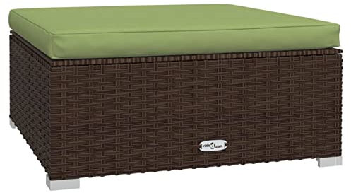 Chusui Gartenhocker mit Kissen, Hocker Outdoor, Gartenmöbel, Sitzhocker, Beistelltisch Outdoor, Blumenhocker, Pflanzen Hocker, Braun 70x70x30 cm Poly Rattan