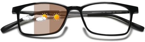Lanomi Selbsttönende Lesebrille Herren Damen Blaulichtfilter Photochrome Lesehilfe Rechteck UV Schutz Sehhilfe Flexibel Vollbild Sonnen Brille mit Sehstärke