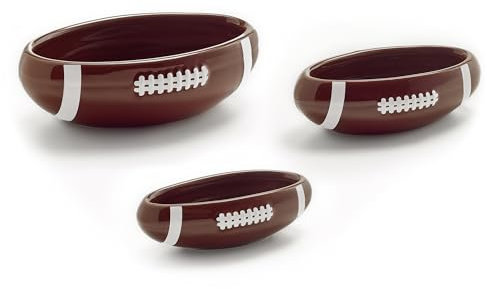 40YARDS Barquettes à snacks et à dips de football américain (Lot de 3 bols en forme de ballon de American Football) pour sauces, collations et accompagnements