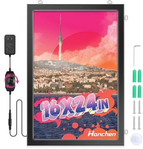 40,6 x 61 cm LED-Film-Posterrahmen mit Dimmer, A2, hinterleuchtet, Posterrahmen für Acrylkunst, Poster, Malerei, Weihnachten, Geburtstag, Geschenk für Kinder, Ehefrau, Ehemann, Kino-Zimmer