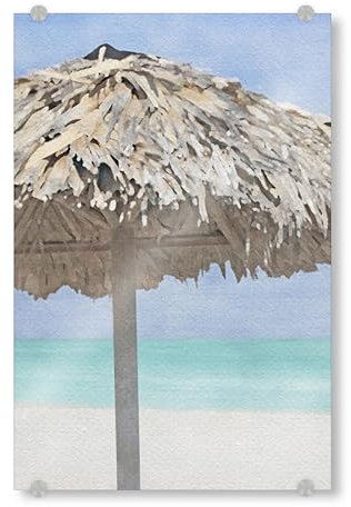 artboxONE Acrylglasbild 30x20 cm Reise/Strand und Meer Sonnenschirm - Bild Sonnenschirm Meer Ozean