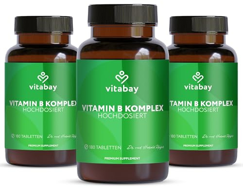 Vitabay Vitamin B Komplex hochdosiert – 540 vegane Tabletten – 3er Bundle