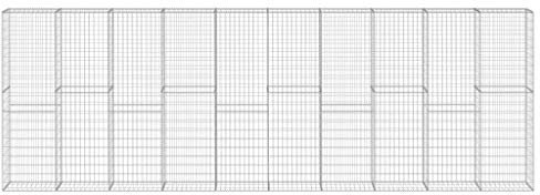 vidaXL Gabion Wall with Covers Outdoor Garden Patio Backyard Retaining Stone Basket Fence Panel Cage Barrier Galvanised Steel 600x30cm
