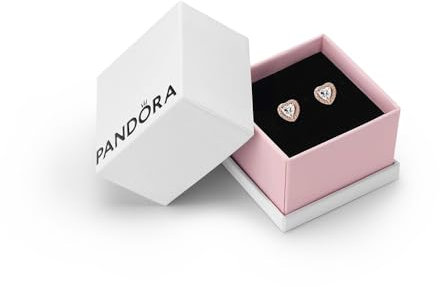 Pandora Timeless Women's 14k Rose Gold-Plated Sparkling Elevated Heart Stud Earrings, With Gift Box
