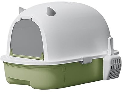 Lettiera per gatti verde: toilette chiusa con sabbiera con cappuccio per animali domestici
