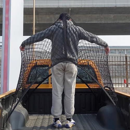 Highly Elastic Cargo Net, Simple Truck Bed Cargo Mesh Organizer, Suitable for Daily Light Loads of Trucks, 4'x4' Stretches to 7'x7' （Single Layer）