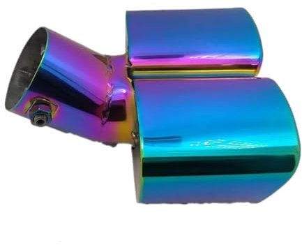 Auspuffblende Auto Für Focus Einlass 63 Mm Länge 165 Mm Allgemeines Endauspuffrohr Autoauspuff 1 In 2 Schalldämpfer Quadratisches Gebogenes Rohr Modifiziertes Endrohr Schalldampf Endrohr (Farbe : Col