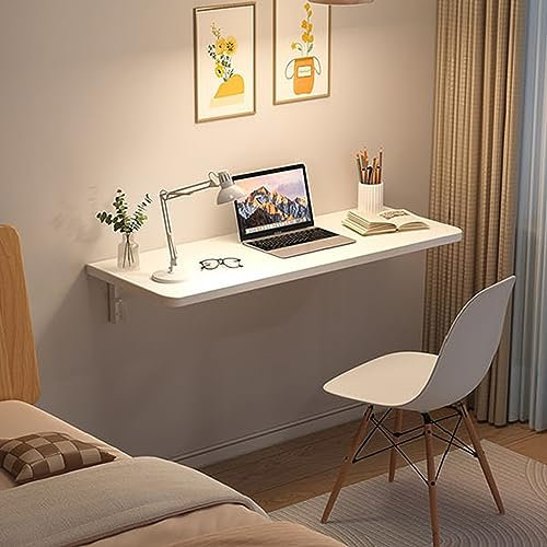 OHMG Wandklapptisch, Wandtisch, klappbar, aus Holz, Esstische, Wandklapptisch, skandinavischer Tisch, Computertisch (weiß, 60 x 30 x 1,6 cm)
