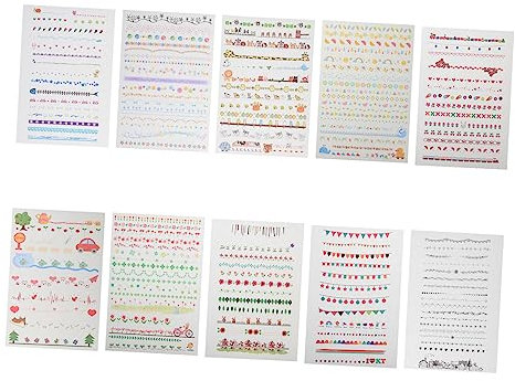 SEWACC 10er Pack Handkonto-aufkleber Linie Washi Tape Scrapbooking Dekorative Aufkleber Robustes Klebepapier Für Party
