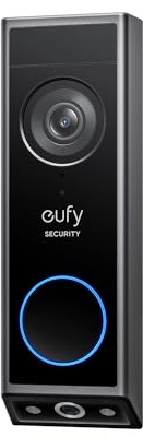 eufy Security Video türklingel E340, Dual türklingel mit Kamera mit Paketerkennung, 2K Full HD Farb-Nachtsicht, Kabel- oder Akkubetrieben, kompatibel mit HomeBase S380, Gebührenfreie Nutzung