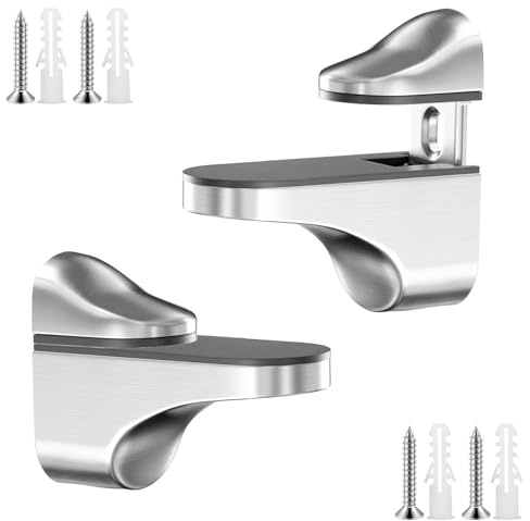 Ctyjia 2 Stück Glas Regalhalterungen, Glasregal Wandregal Halterung, Verstellbare Glasregalhalterung, Zinklegierung Glashalter für 3-18mm Dicke Glas