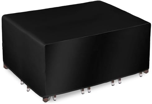 AOFOAE Bâche Salon de Jardin Exterieur 160x140x90cm/LxWxH Housse de Table Jardin Rectangulaire,Anti-UV 600D Tissu Oxford pour Table Chaise Set Résistante aux Intempéries et aux Déchirures Bache