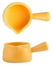 CGUOHU Pentolino Latte 2 Pezzi 80 ml Tazza di Latte in Ceramica brocca for condimento Multifunzionale Piccola brocca di caffè Salsa di aceto con Manico Bollilatte(Yellow)