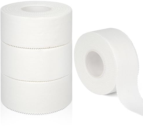 4 Rolls Zinc Oxide Tape, Sports Tape for Blister Prevention, Breathable Athletic Tape, Easy Tear Bandage Tape for Finger Ankle Wrist Support (3.8CM*10M)