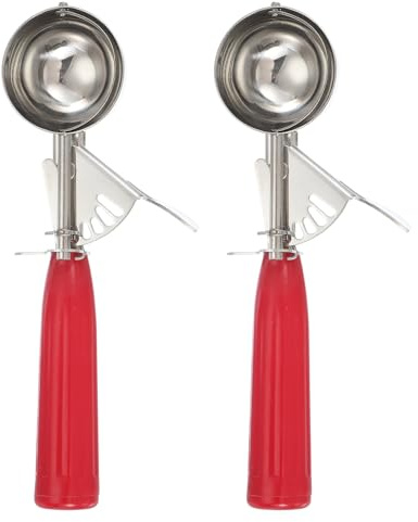 sourcing map 2 Pcs Cookie Scoops, Ice Cream Scoop with Trigger for Baking Cookie Dough Rice Pudding Kitchen Gadget, Red