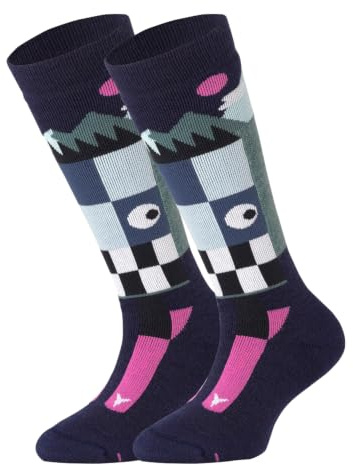 ATOMIC Junior Ski-Socken in Deep Ocean - Größe 35-38 - Warme Kinder-Skisocken mit Polsterung für Mädchen & Jungen - Kniestrümpfe mit nahtloser Zehenbox - Thermosocken aus Merinowolle Polyester & Nylon
