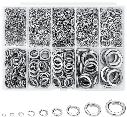 Rondelles Élastiques en Acier Inoxydable Set, Rondelle de Blocage Assortis M2 M2.5 M3 M4 M5 M6 M8 M10 M12, Rondelles Élastiques pour Serrage de Vis (1050 Pièces)
