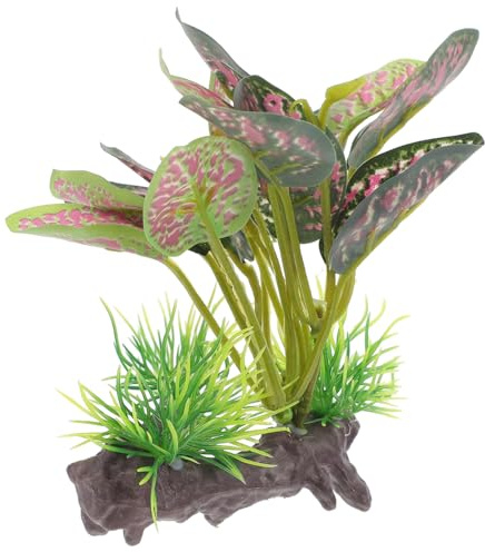 PERSELOSO Gecko Tank Accessories with Reusable Fake Plants for Reptiles Decorative Aquarium Plant Made of Resin and Plastic for Fish Tank and Reptile Terrarium