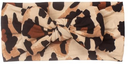 Nwborn Bandeau à cheveux pour enfants – Bandeau doux et large pour bébé fille, avec nœud extensible | Bandeau imprimé léopard, joli bandeau pour tout-petits à porter au quotidien et une séance photo