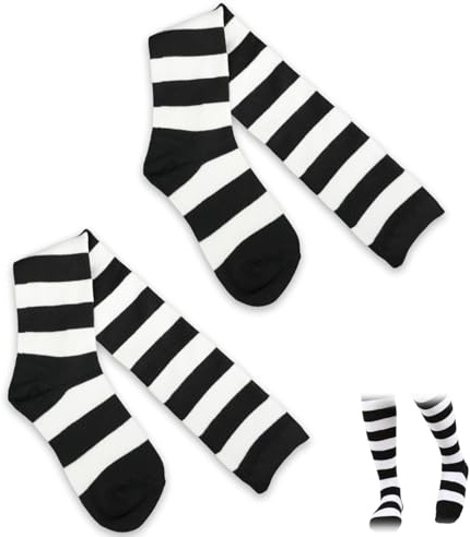Lynqvor ﻿Women's High Striped Tights Socks over Knee Striped Long Knee-High Stockings for Daily Wear, Christmas, Cosplay and Fashion, Soft Stretchy Polyester-Spandex Material, One Size Fits Most