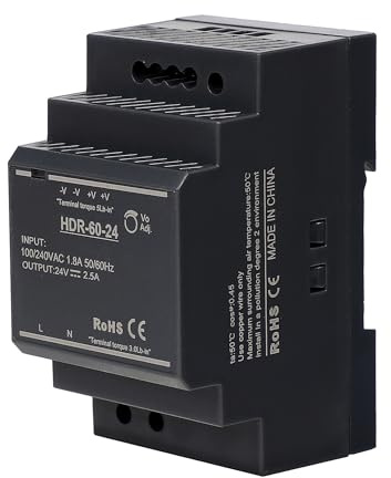 Stonenect Transformateur d'alimentation Rail Din Alimentation modulaire montable pour automatisation industrielle Boîtes de distribution Instrumentation Transformateurs (24V 2.5A HDR-60-24)