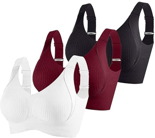 Lot de 3 Soutiens Gorge Classiques Bralette Femme sans Armature Grande Taille Soutien Gorgé Remonte Poitrine Comfit Push Up Bra Non Rembourré Brassière Maintien Bretelles Larges Réglables Lingerie