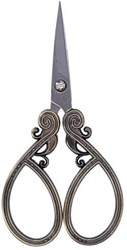 Tijeras de bordado artesanales de acero inoxidable, tijeras de costura Retro portátiles para el hogar (Bronce)