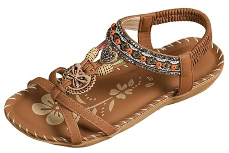 2026 sandali da donna estivi eleganti separatori per dita dei piedi scarpe comode piatte ortopediche con plantare traspirante slingback per vacanze al mare tempo libero, Marrone, 36 EU
