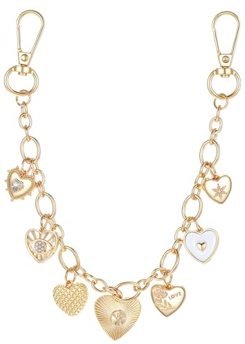 Telooco Gold Taschenanhänger Damen Herzanhänger Bag Charm Taschenketten