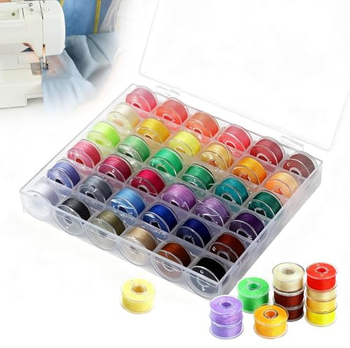 36PCS Canette Fil Machine a Coudre, Couleurs Fils de Canette de Machine à Coudre Compatible avec Babylock Brother Janome Singer Kenmore Machine avec Boîte de Rangement