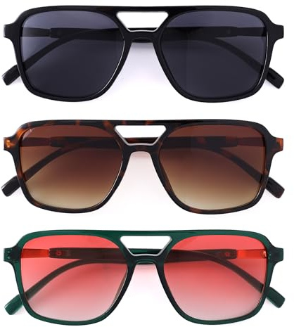 Dwenarry Retro Aviator Sunglasses for Women Men,Trendy Rectangle Womens Mens Shades Bulk Polarized Sun Glasses Set